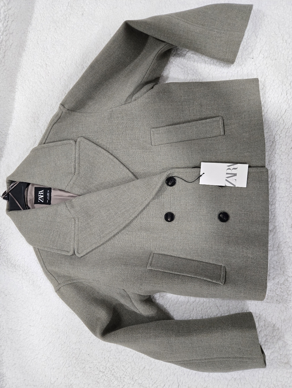 💖 ZARA Cropped Oversized Double-Breasted Peacoat - Picture 5 of 9
